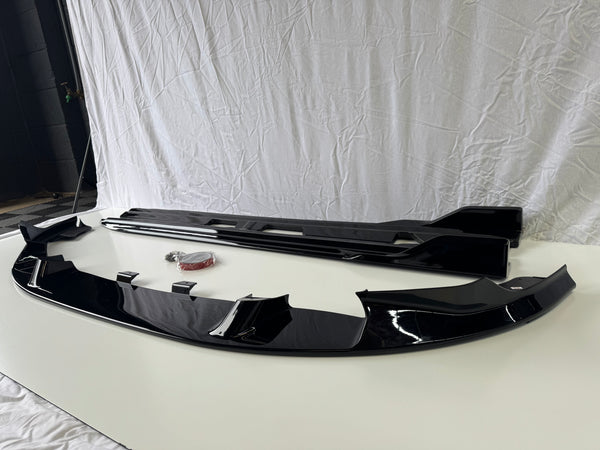 BMW X3M F97 PRE LCI GLOSS BLACK FRONT SPLITTER & SIDE SKIRTS 2018-2021