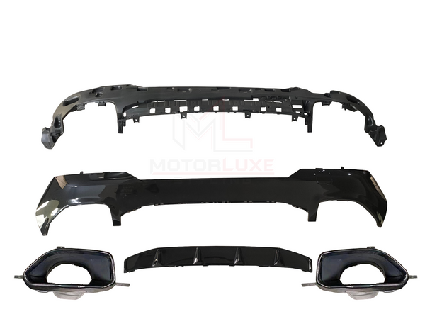 BMW 4 SERIES G22 G23 GLOSS BLACK REAR DIFFUSER WITH EXHUAST